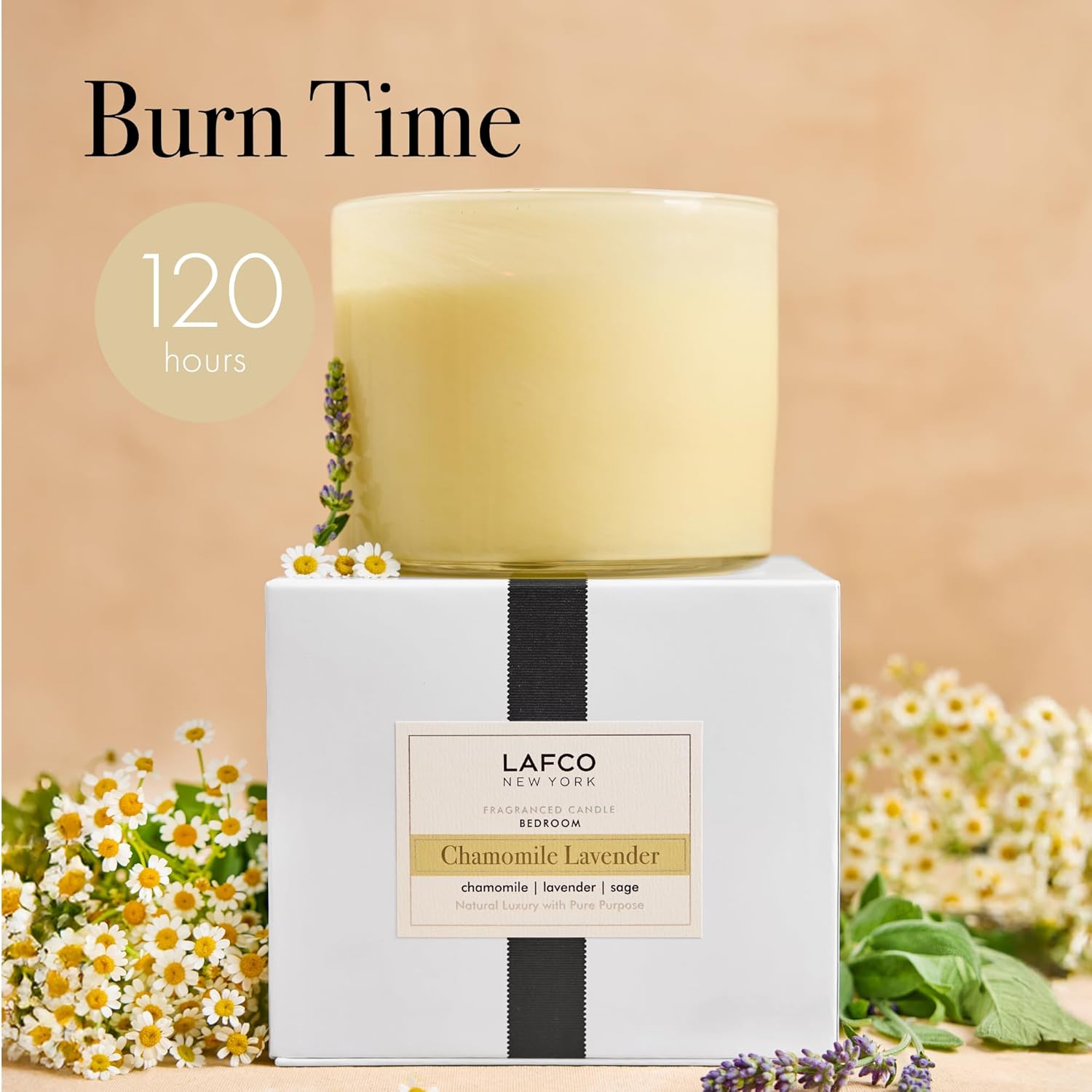 LAFCO New York 3-Wick Candle, Chamomile Lavender - 30 oz - 120-Hour Burn Time - Reusable, Hand Blown Glass Vessel - Made in The USA - Image 4