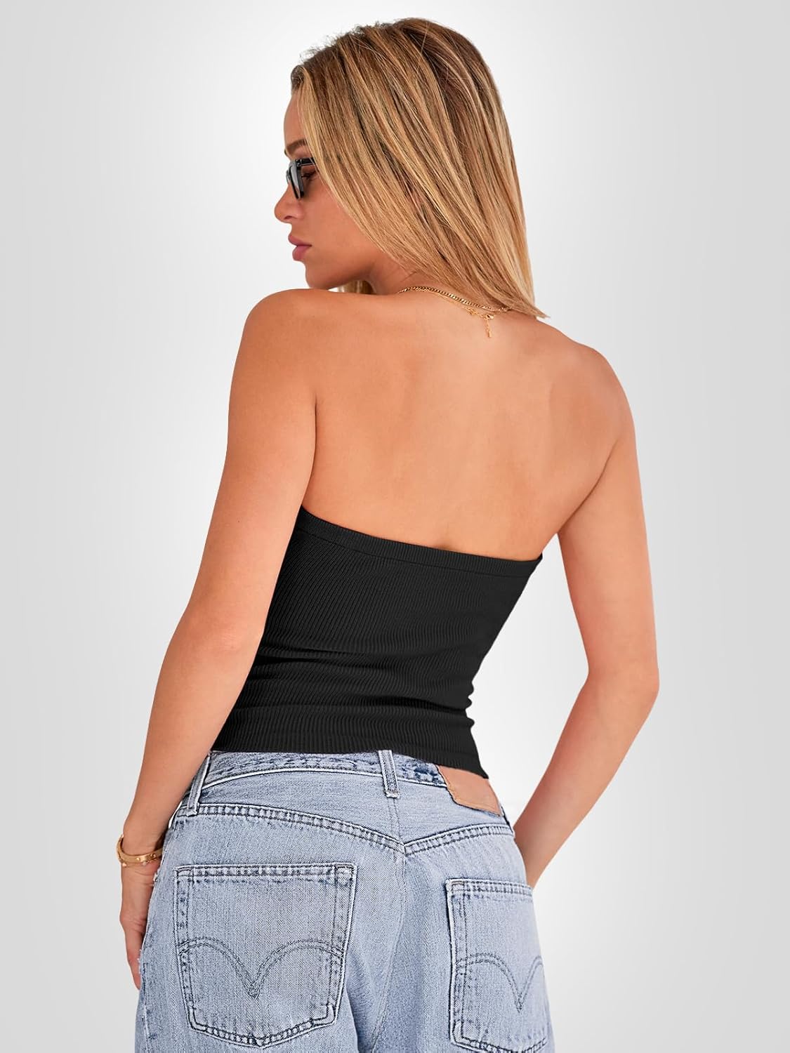 EFAN Womens Tube Tops Going Out Cut Twist Knot Front Bandeau Ribbed Knit Y2K Strapless Tank Bustier Corset Clothes - Image 6