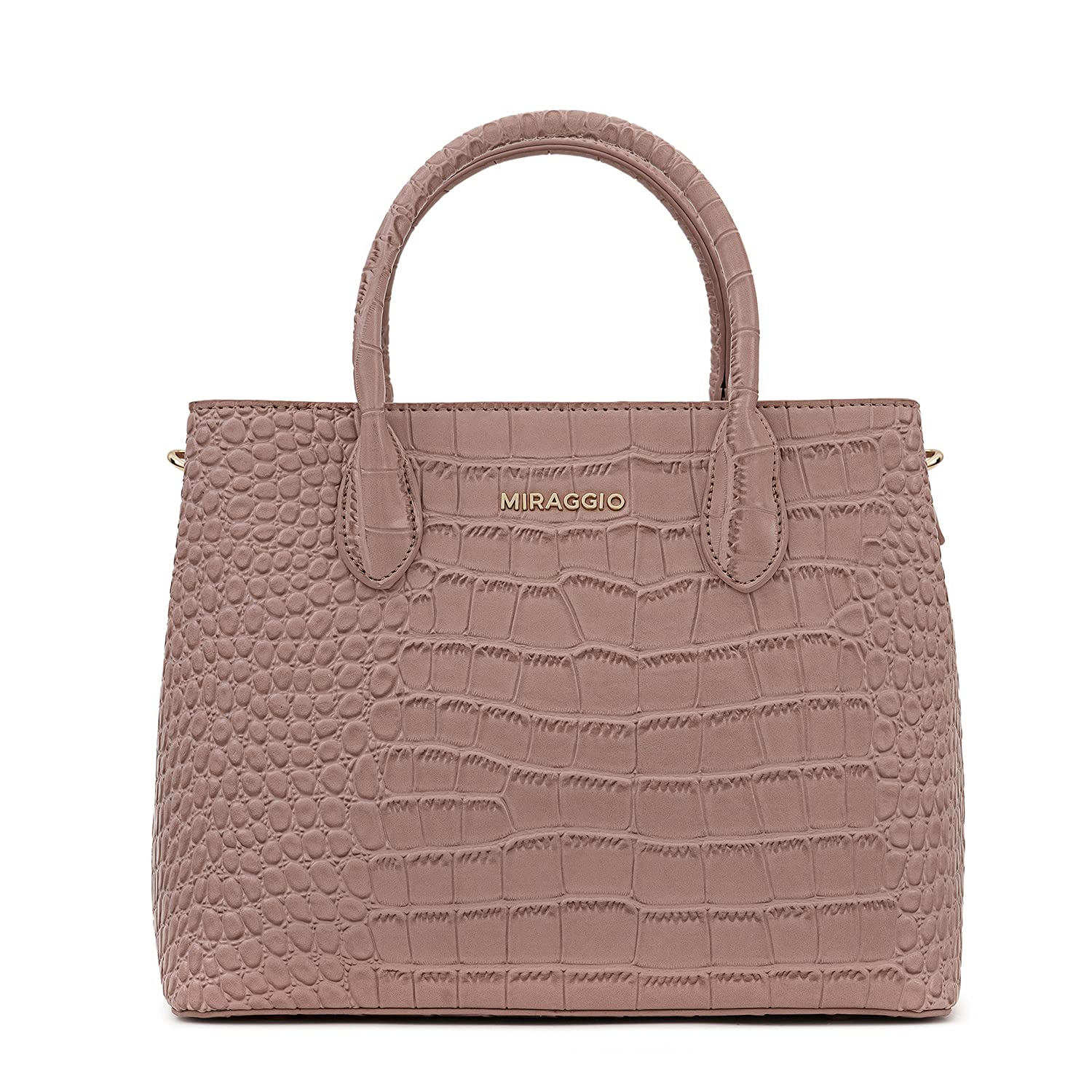 Miraggio Victoria Top-Handle Womens Satchel Handbag with Shoulder Strap - Nude Pink (B095PGW9CQ) Amazon Price History, Amazon Price Tracker