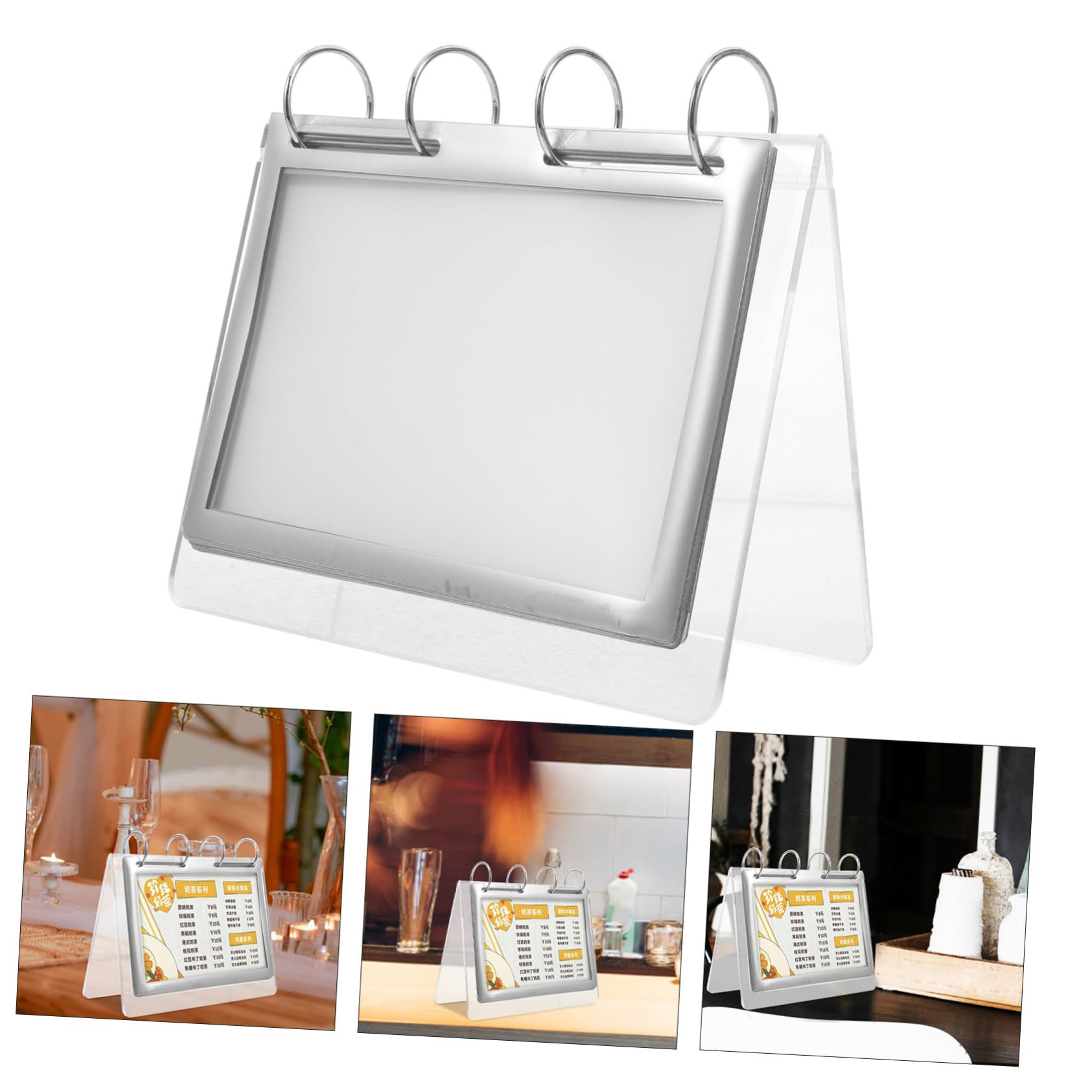 VILLCASE 4piezas Soporte De Exhibición Vertical Para Menús y Carteles Diseño Transparente y Estable Para Mesas Para Restaurantes y