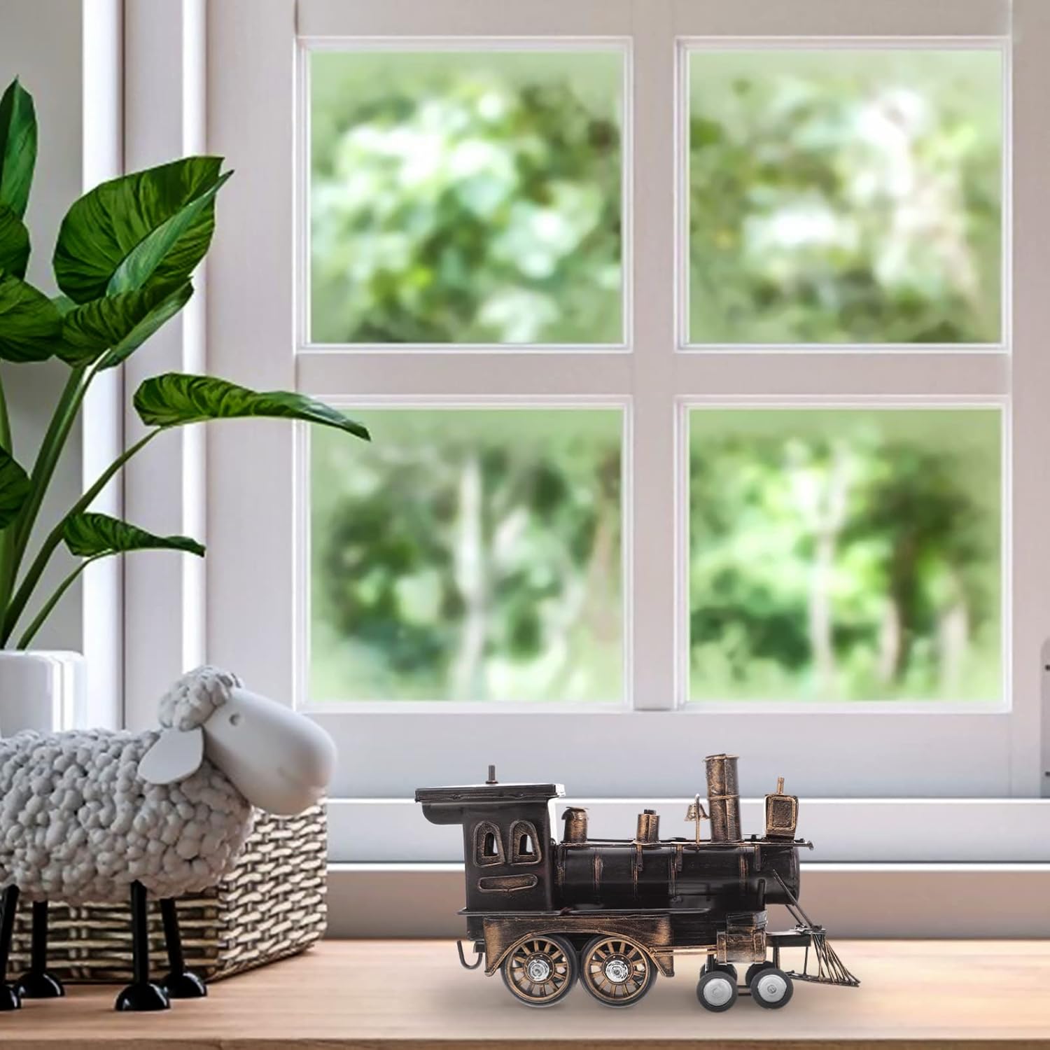 1pc Steam Locomotive Model Handcrafted Train Sculpture for Home Decor Vintage Desktop Ornament Retro Style Collectible Decoration