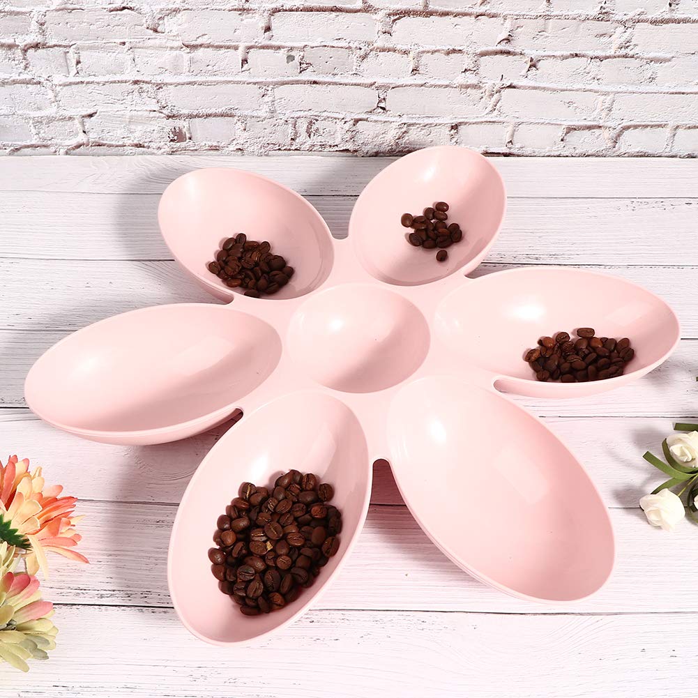 TITA-DONG Six Petals Flower Pet Water Bowl, Cat Food Bowls Food Grade Flower Petals Shaped 6 Grids Pet Feeding Bowl, Multi Cat Feeder Safe & Durable for Indoor Cats Food and Water(Pink)
