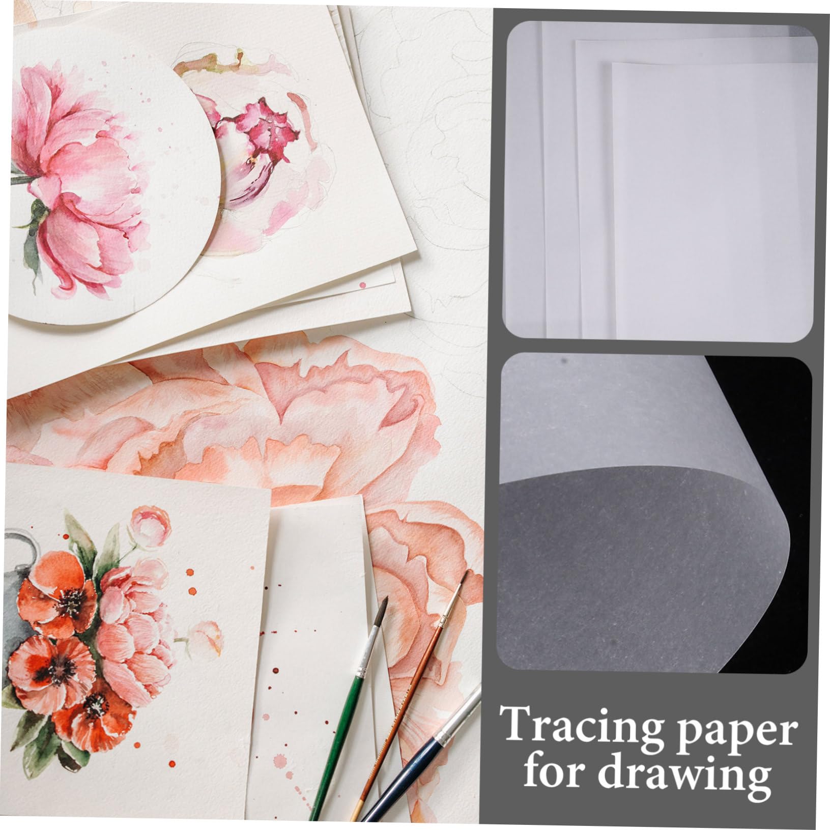 Papel de Calco Translúcido A4 Blanco, 100 Hojas para Impresión | Calco para Dibujar y Archivo, Formato Estándar, Papel Artístico Resistente al Envejecimiento