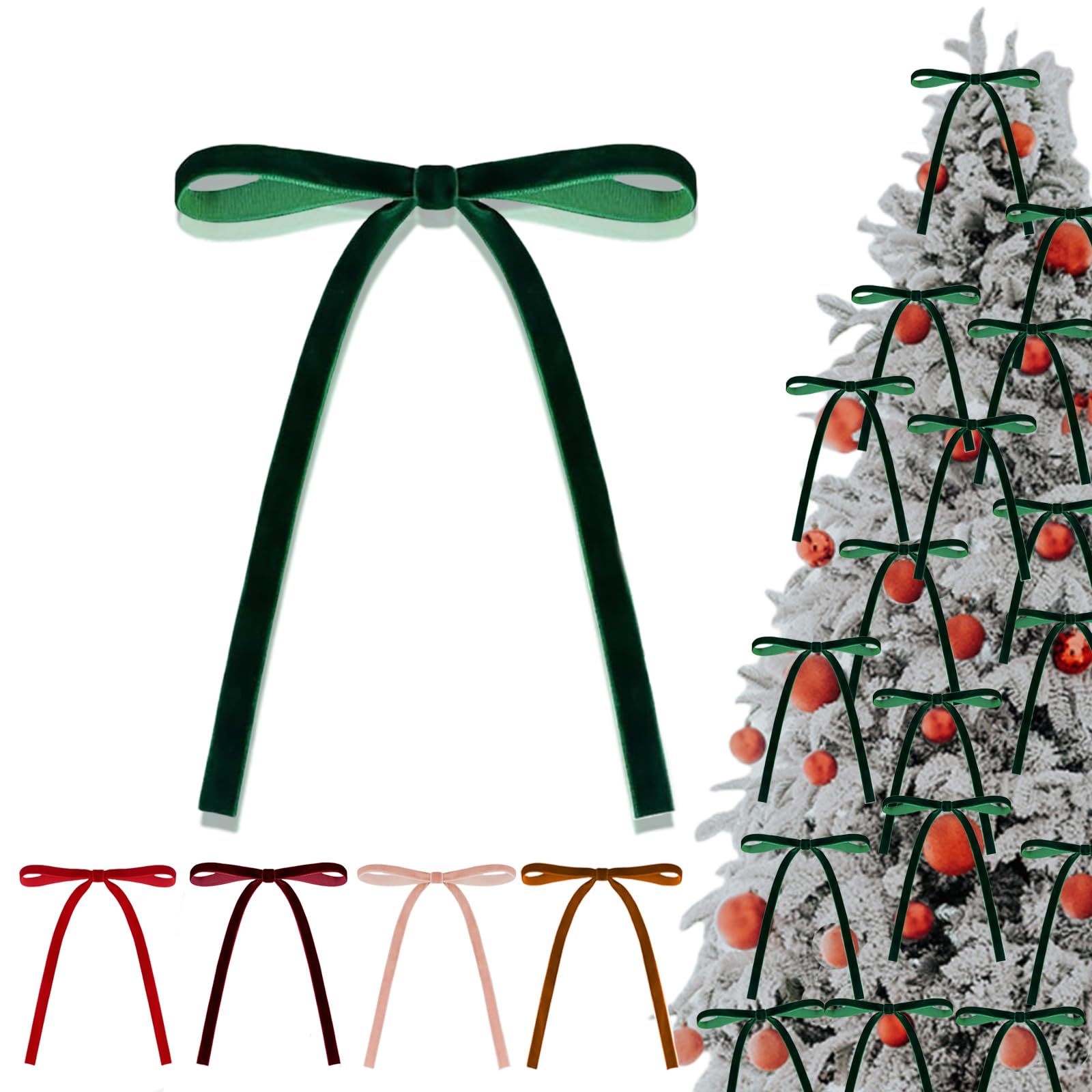 36P Christmas Dark Green Velvet Bows,5 * 7in Christmas Tree Bows with Twist Ties,Vintage Wedding Velvet Ribbon Gift Bow,Green Velvets Bow Xmas Wreaths Velvets Ribbon Bowfor Holiday Xmas Tree Décor