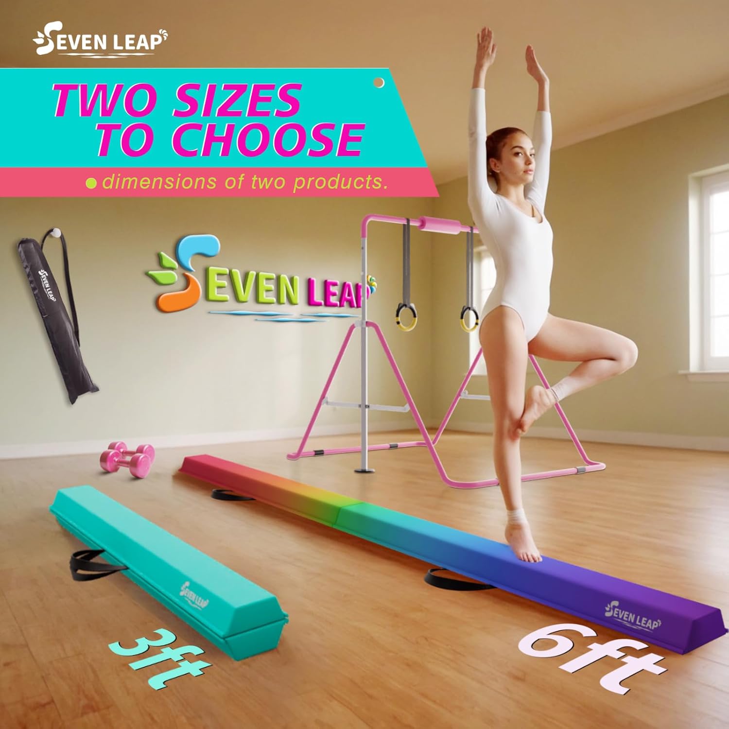 Expandable Bar and 6ft Balance Beam for Kids