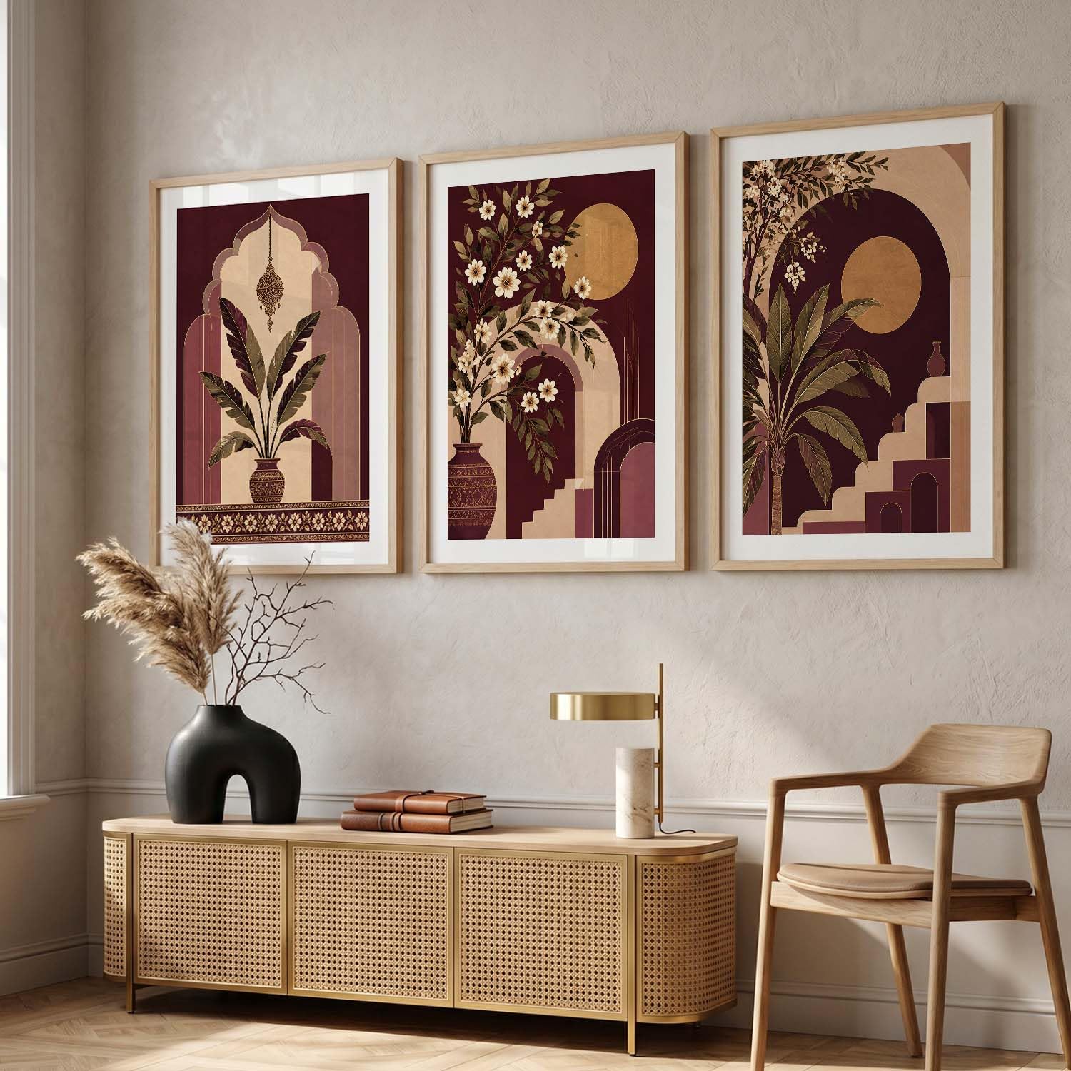 Bohemian Wall Art Set - 3 Framed Prints -27