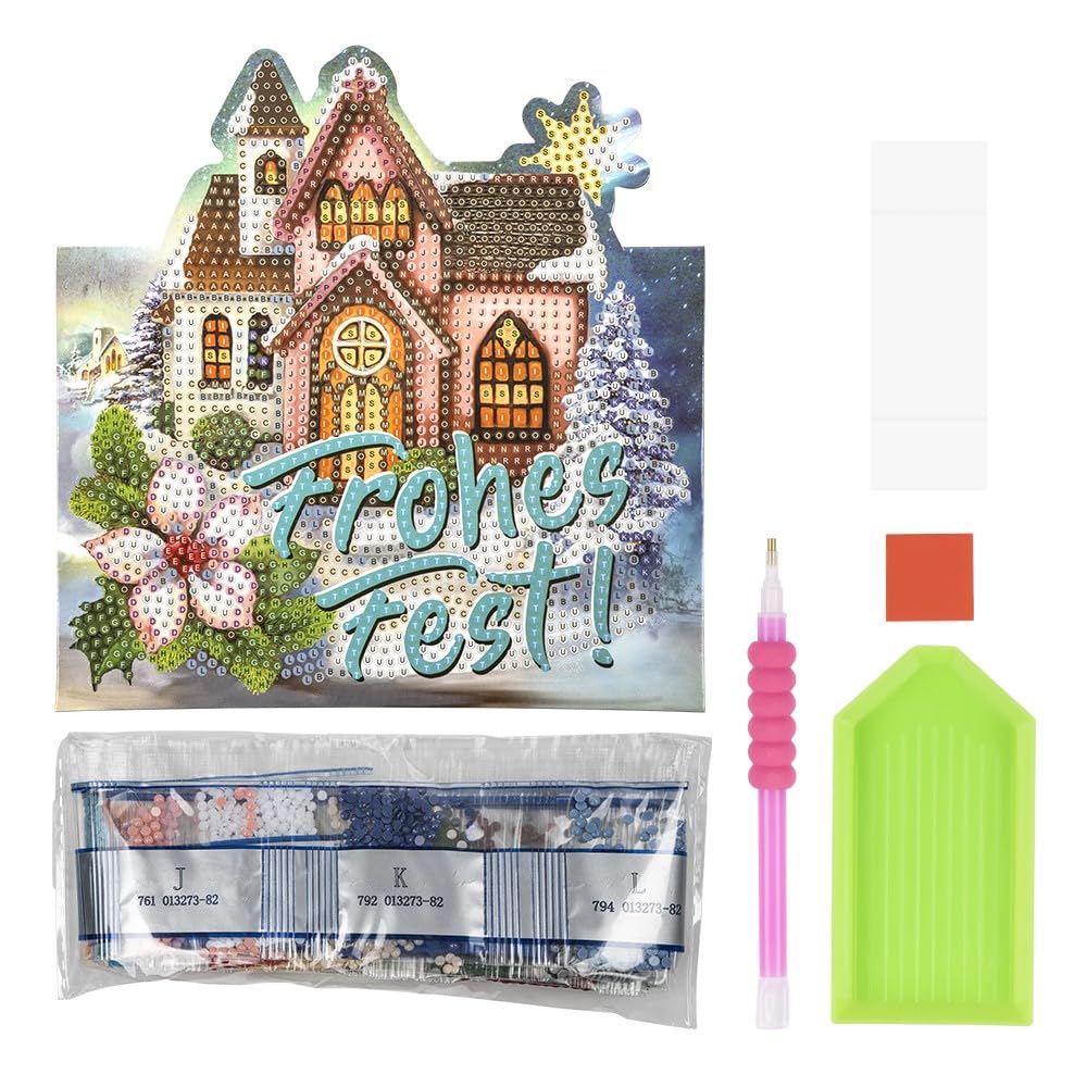 Ideen mit Herz Diamond Painting Display Card | 370gsm | 16.3cm x 16cm | Includes Envelope & Tools (Church | Happy Feast) โ image 1