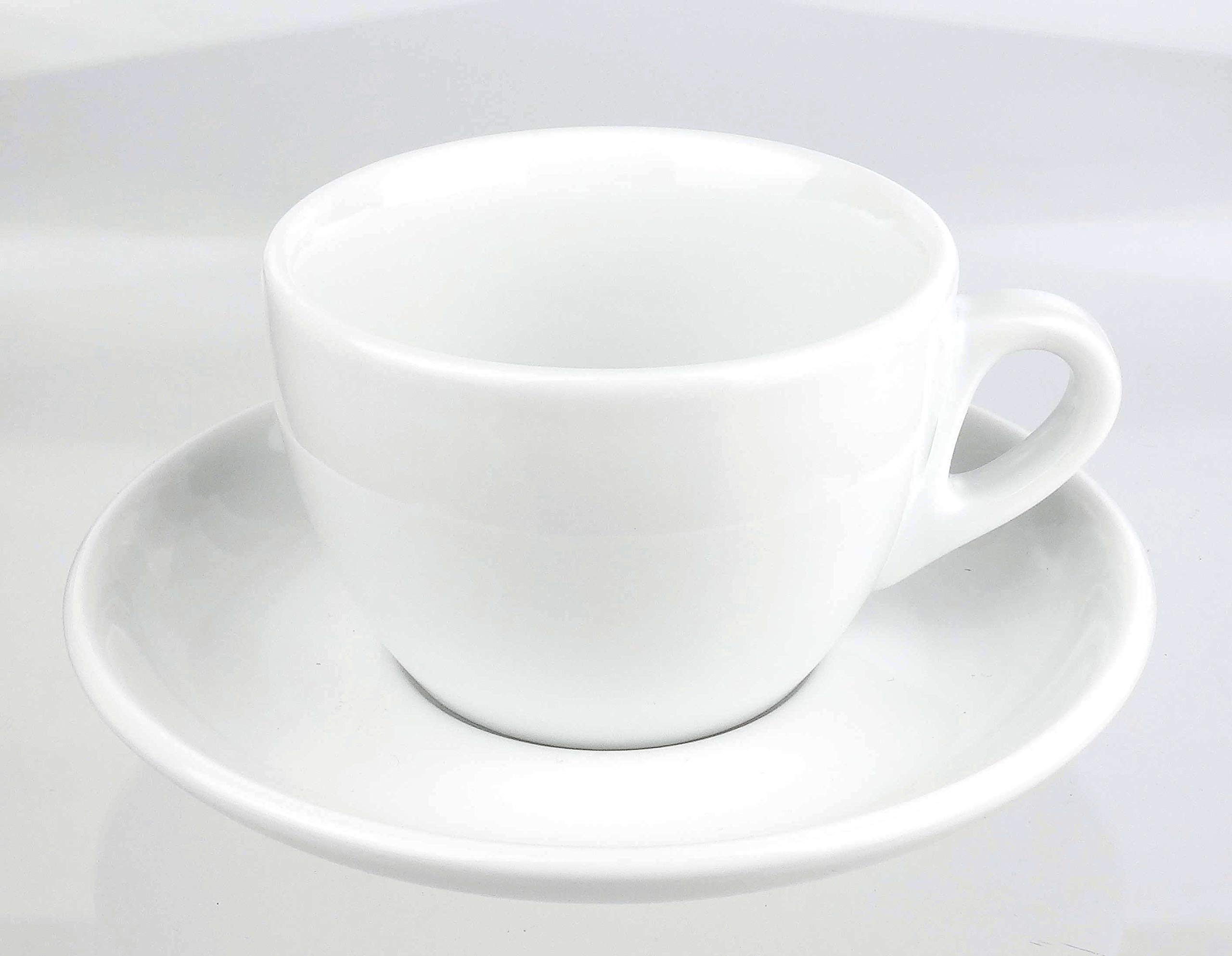 Italienische Cappuccinotasse | »Verona« | Füllmenge (bis zur Oberkante): 180 ml | weiß | handgemacht | 6 Tassen & 6 Untertassen | Made in Italy