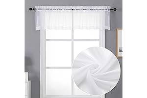 Sheer White Valances for Windows, 2 Pack Curtain Toppers