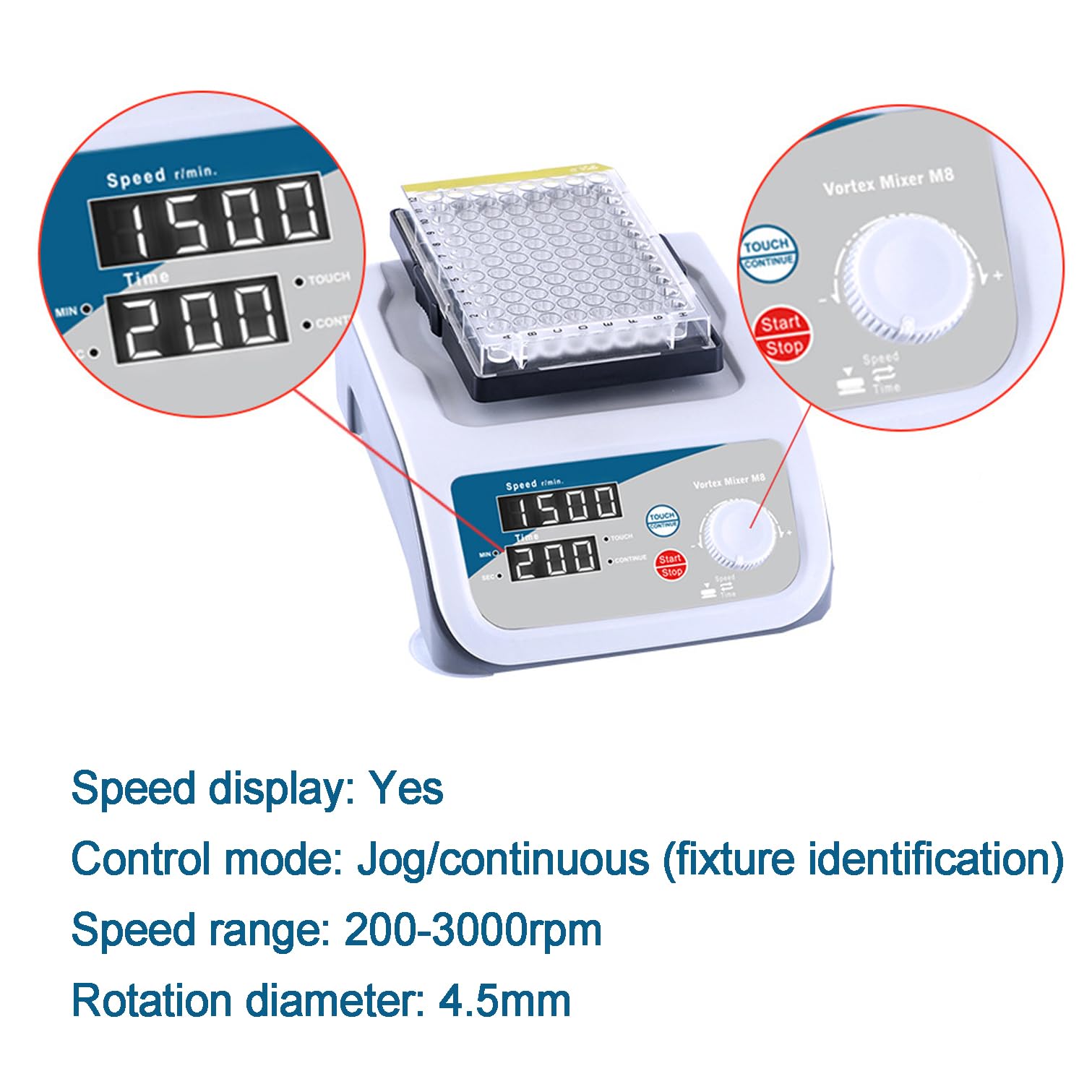 Vortex - Mezclador multitubo con 6 módulos reemplazables, 200-3000 RPM, para matraces, placas ELISA, tubos de ensayo, ideal para investigación química y biológica