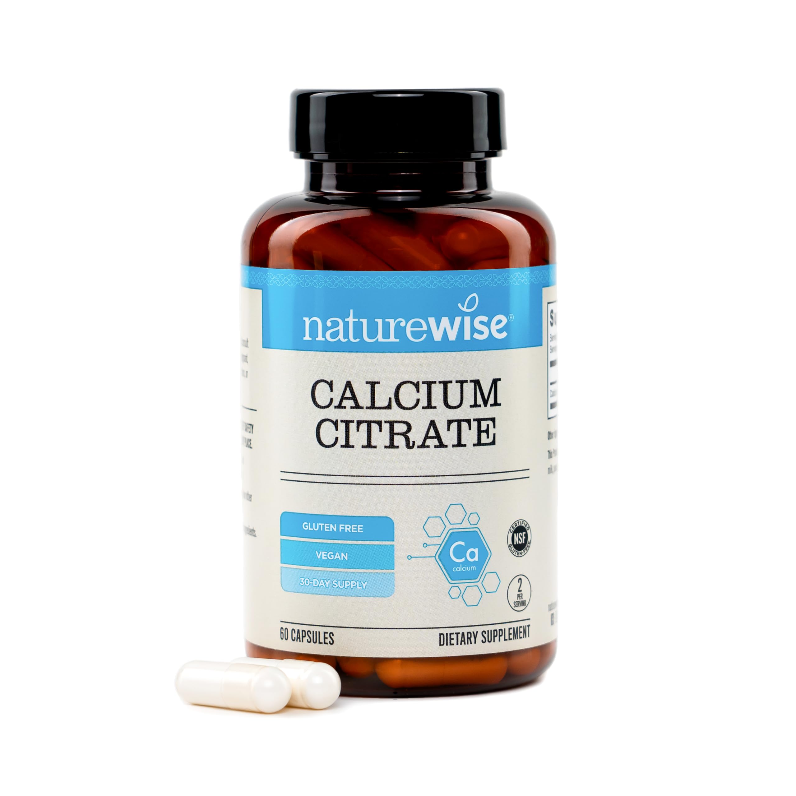 NatureWise Calcium Citrate 300mg Capsules - Supplement for Bone Health - Easy to Digest & Well-Absorb - Vegan, Non-GMO, Gluten-Free - 60 Capsules[30-Day Supply] 60 Count (Pack of 1) 300 MG