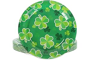 Whaline St. Patrick's Day Plates 9 Inch Green Shamrock Paper Plates