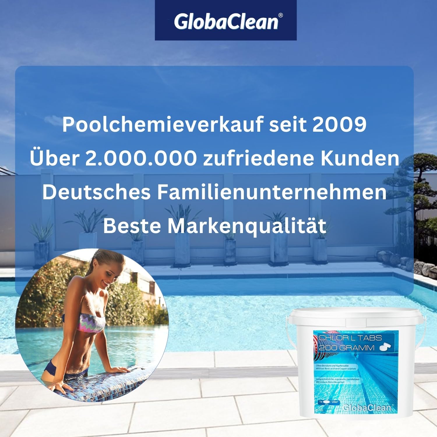 Chlortabletten für Pool ohne Flockungsmittel - Langsamlöslich – Chlor L Tabs 200g – 5kg