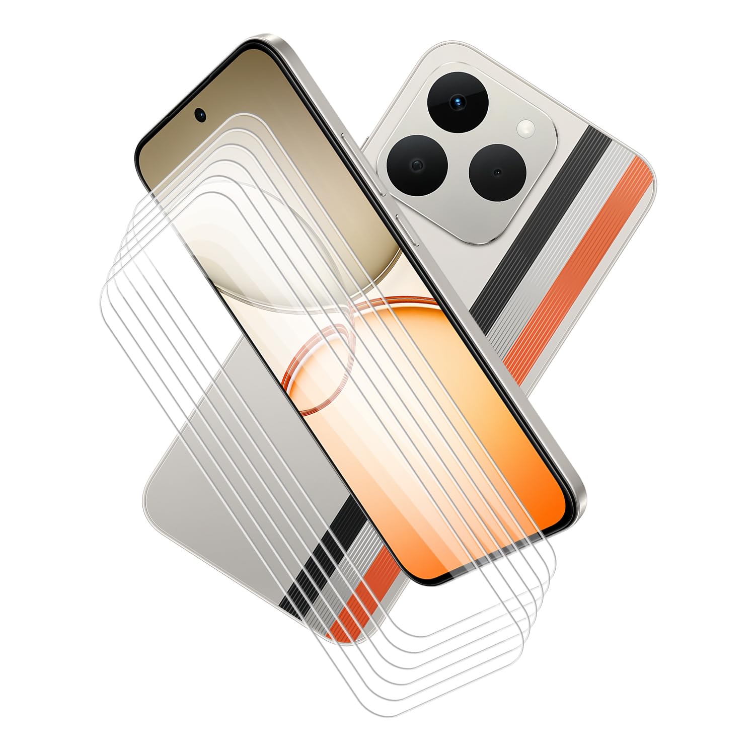 6-Pack Tempered Glass Screen Protector Compatible with Realme Narzo 90 5G (6.67 inch), [Maximum Protection] from Drops & Scratches, 9H Hardness