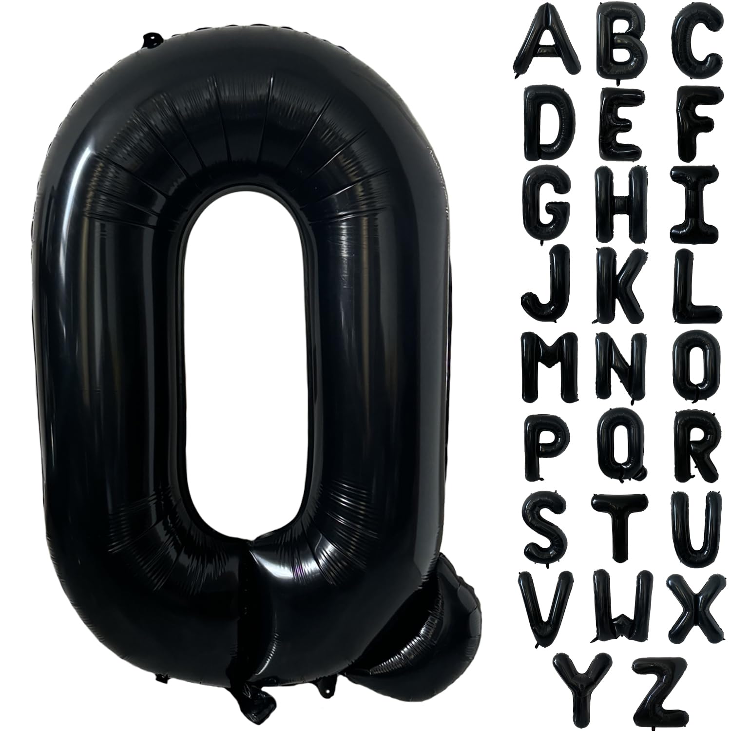 Black Alphabet Balloon Large Mylar Foil Helium Letter Balloons 40 Inch Black Balloons Alphabet Letters for Birthday Bridal Shower Anniversary Decorations (Letter Q) — image 1