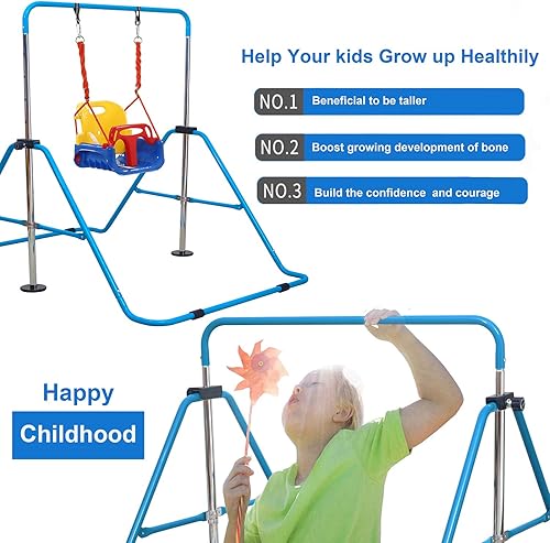 Miniatura 4 de RELIANCER Barras de gimnasia expandibles para niños barra de entrenamiento altura ajustable gimnasia horizontal barras de entrenamiento para niños