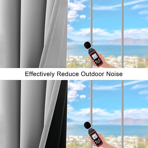 Miniatura 4 de Cortinas 100% opacas de 63 pulgadas de largo para dormitorio, reducción de ruido grueso, aislamiento térmico con ojales, cortinas de oscurecimiento
