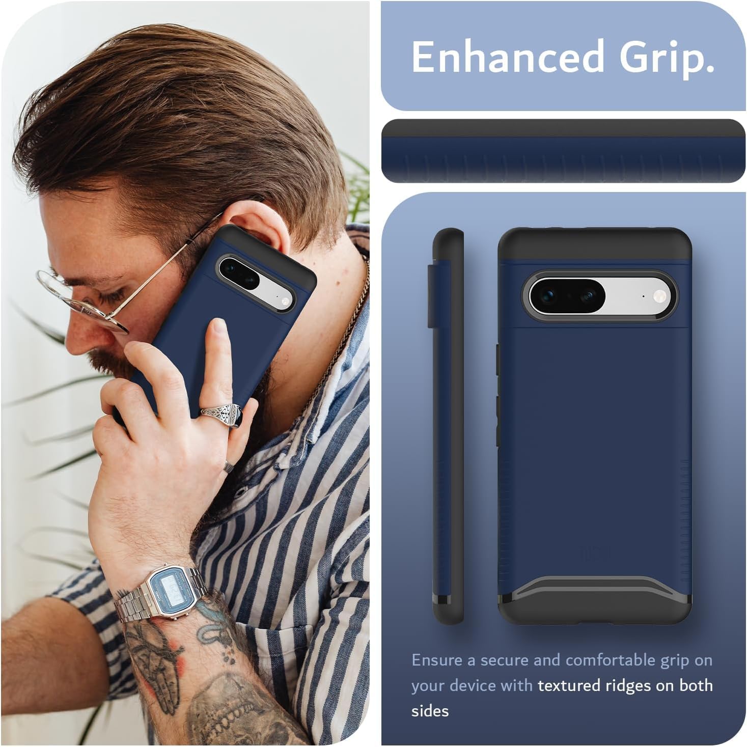 TUDIA Merge [Magsafe Compatible] Designed for Google Pixel 7 Case (2022) - Shockproof Slim Dual Layer Heavy Duty Phone Cases for Pixel 7 - Indigo Blue