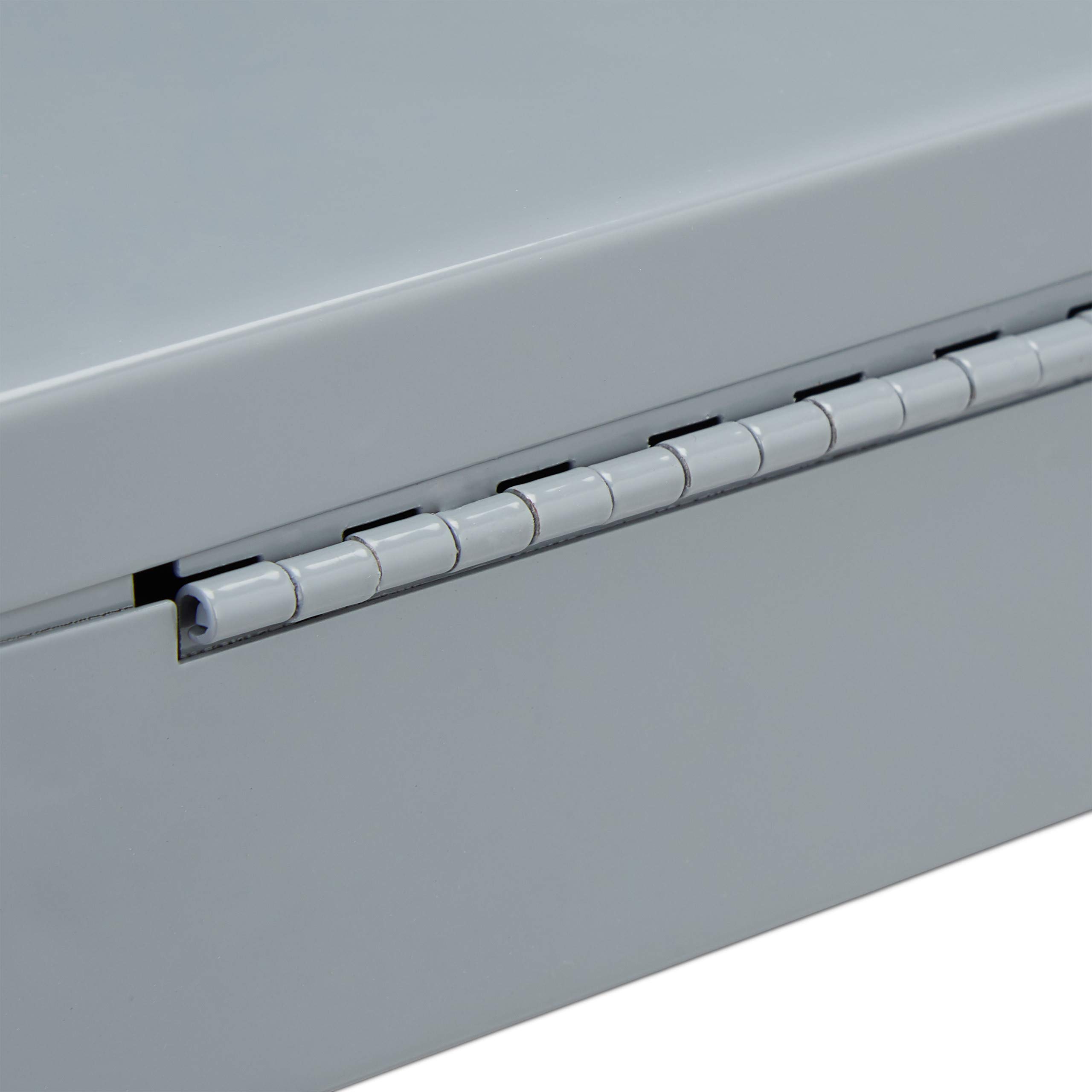 Relaxdays Cassetta di Sicurezza, Richiudibile, con Scomparto Monete, Cassaforte Mobile con 2 Chiavi,LxP 17x17 cm, Grigia