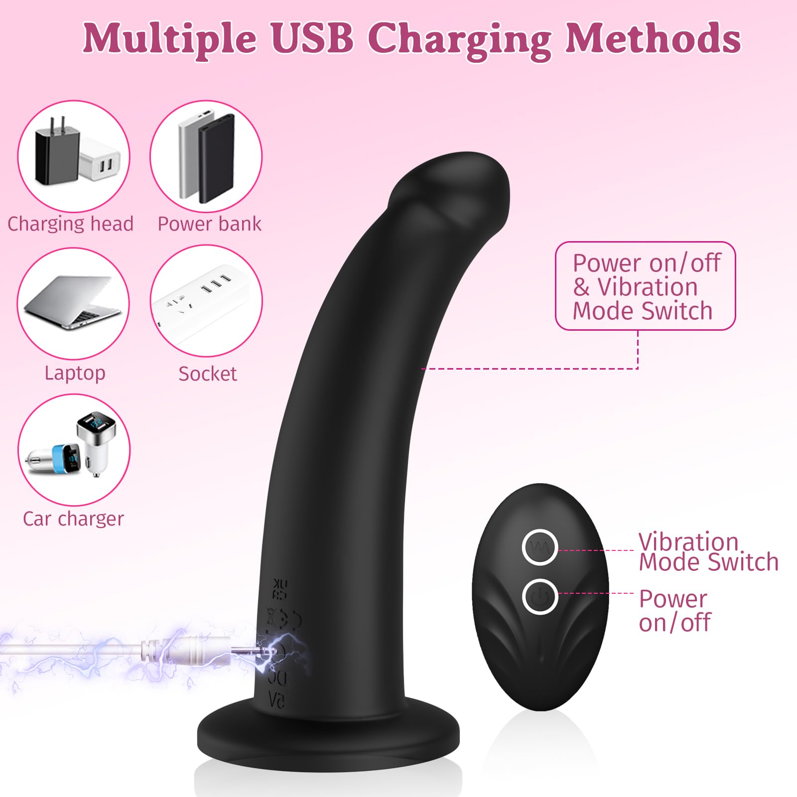 Gode Ceintures Vibromasseur Sextoy - Wordone Gode Ceinture Harnais Portable avec Ventouse&10 Vibrations, Télécommande Stimulation Clitoridienne du Point G, Jouet pour Couple Féminin et Lesbien - Noir