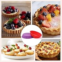 Vista 2 de FUNBAKY Molde de silicona para quiche, mini molde antiadherente redondo de silicona para tartas y tartas, 10 paquetes