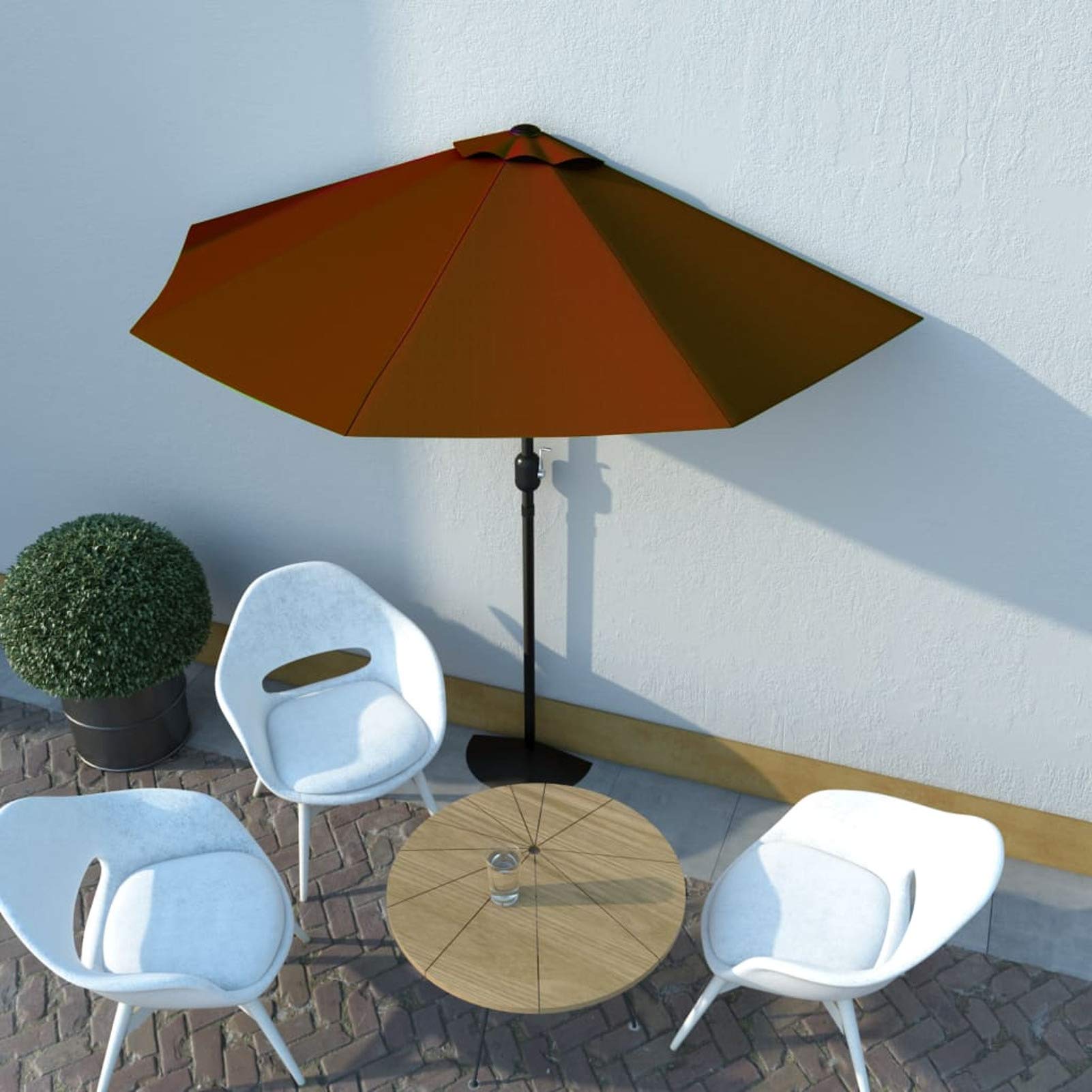 Parasol en aluminium terre cuite Homgoday 270x144cm au design épuré pour terrasse