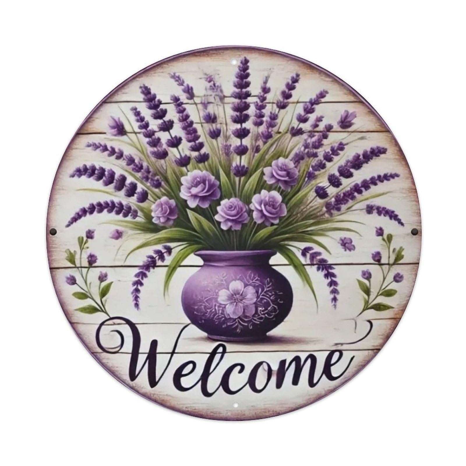 Igtefte Vintage Lavender Wreath Tin Sign Style Home Bar Garden Wall Plaque Decor Metal Poster 8X8 Inch
