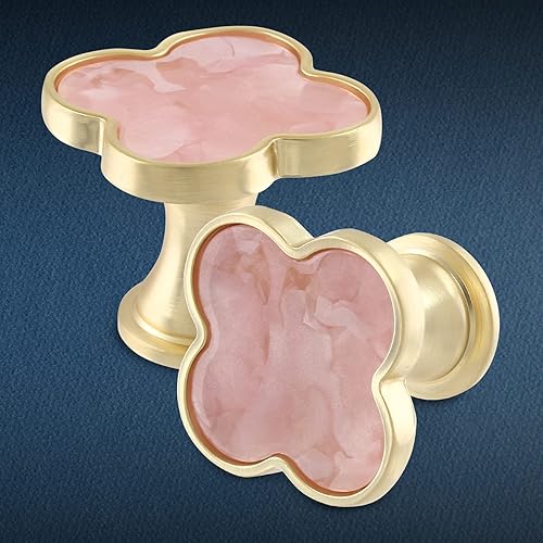 Miniatura 3 de Paquete de 6 pomos de trébol para gabinete, de aleación de zinc, tiradores de cajón de trébol de cuatro hojas para tocador, armario, tocador (6