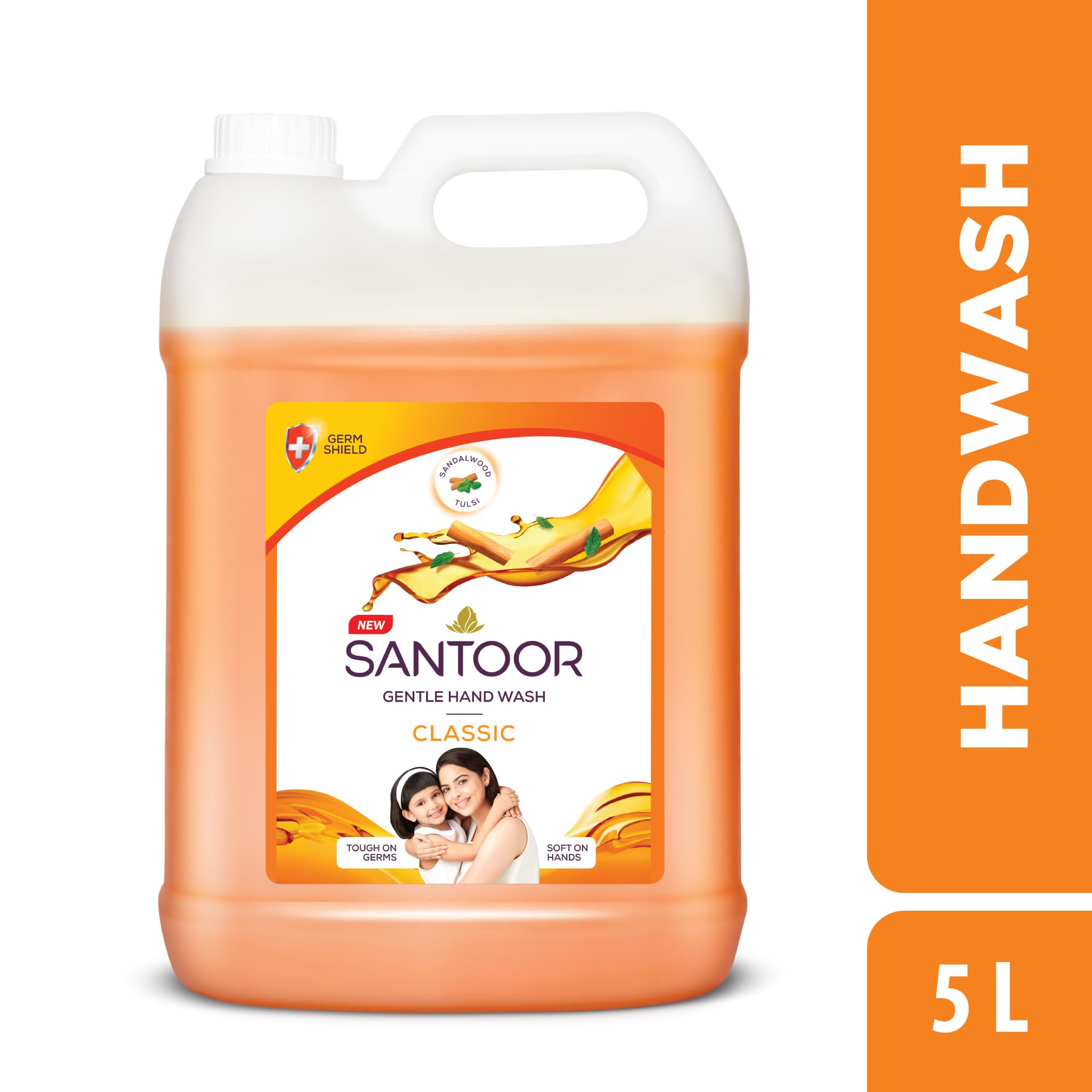Santoor Classic Gentle Hand Wash 5000ml with Natural Goodness of Sandalwood & Tulsi| Rich Lathering Formula With Anti-Bacterial Properties| Soft on Hands| Soothes & Hydrates Skin 1