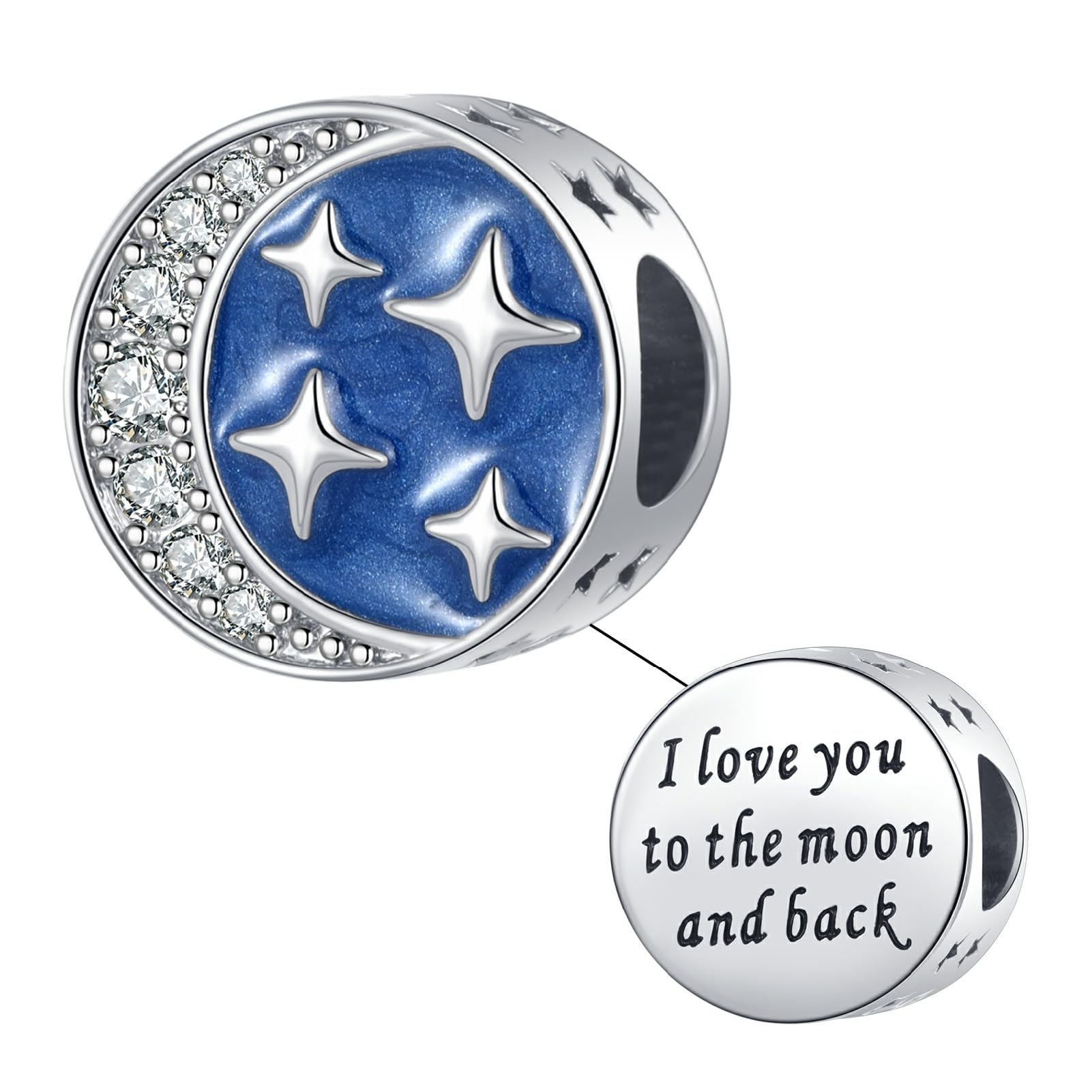 LSxABAbalorio brillante de luna y estrella compatible con pulseras Pandora