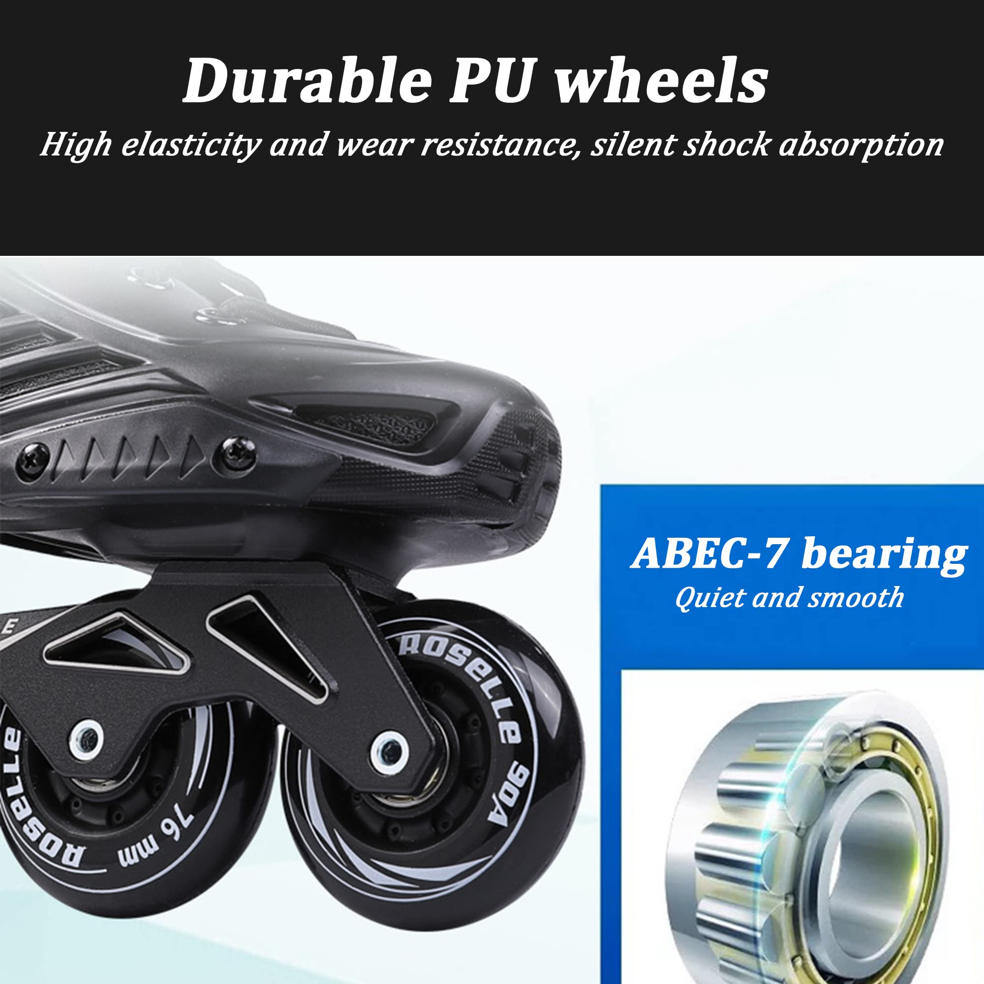 Rollers en Ligne pour Femmes et Hommes Adultes, Patins à roulettes de Sport Professionnels, Patins à Roues Alignées, Patins à Une Rangée pour l'exercice en Plein Air