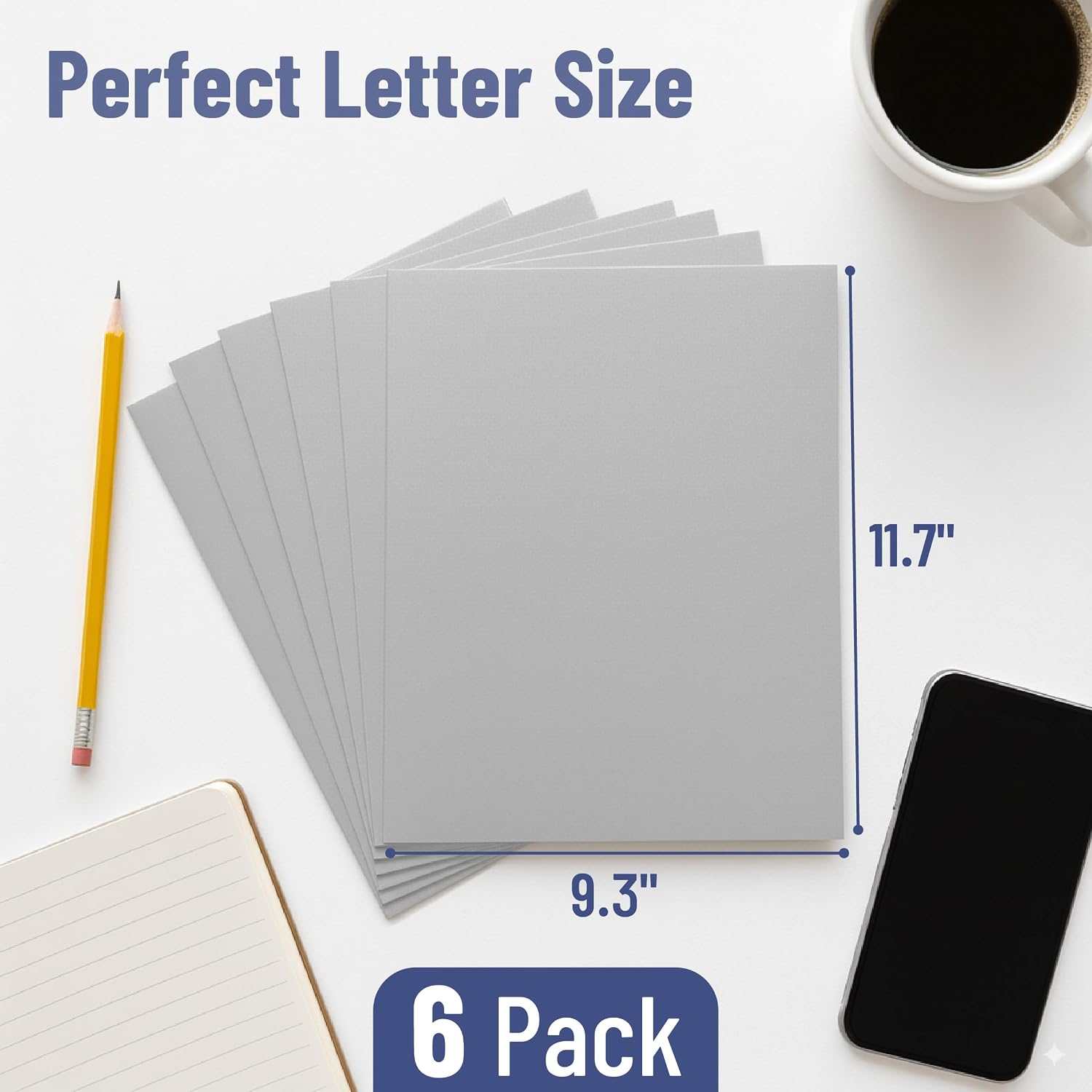 Mr. Pen- 2 Pocket Paper Folders, 6 Pack, Silver, Glossy Laminated image 2