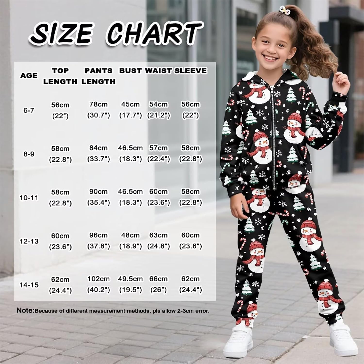 3D Printed Kids Zippered Sportswear Suit with Pocket Jogger Sets Top and Pant 2PCS for Girls Daily Wear 6-15T