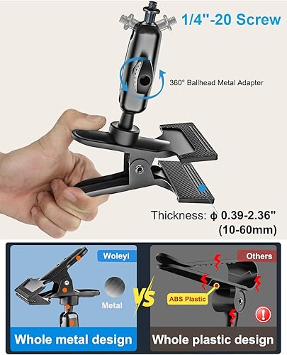 Miniatura 3 de Soporte de teléfono de metal para visera solar, soporte de teléfono de brazo mágico ajustable de 360 para clip de visera de automóvil, soportes de