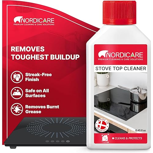 Nordicare Stove Top Cleaner Glass Ceramic - Induction Cooktop Cleaner Polish And Protector For Everyday Use - No Scrubbing Pad Needed - Leaves Protective Film - Made In Denmark (8.45oz)
