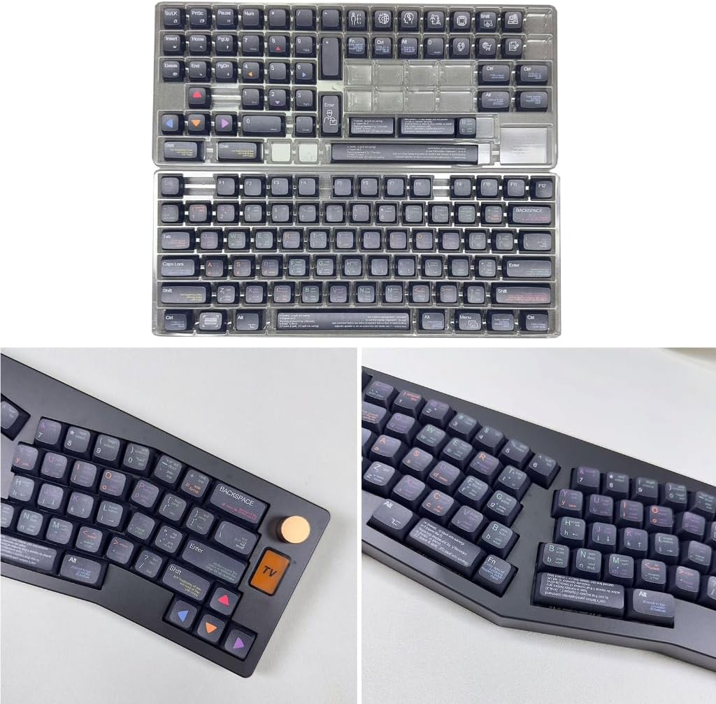 Programmer's XDA Profile Keycaps Heat Sublimated Black Finish PBT Keycap for Mechanical Boards Coding and Gaming
