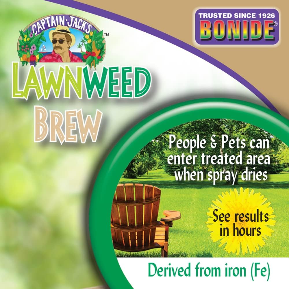 Bonide Captain Jack's Lawnweed Brew, 32 oz Concentrate, Fast-Acting Formula Controls Weeds, Moss, Algae, Lichens & Disease
