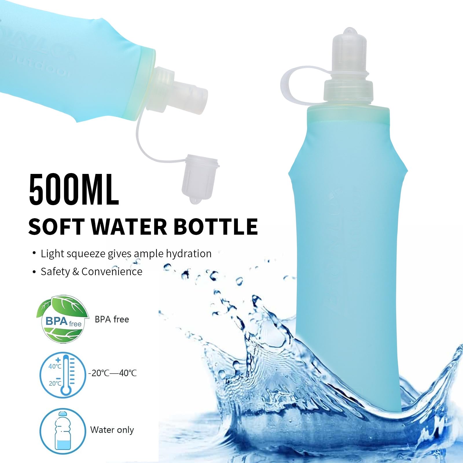 Damen und Herren Laufweste mit 500ml Wasserflasche, Verstellbarer Reflektierender Trinkrucksack Weste, Ultraleicht Laufweste Rucksack für Radfahren, Trails, Marathons, Läufe
