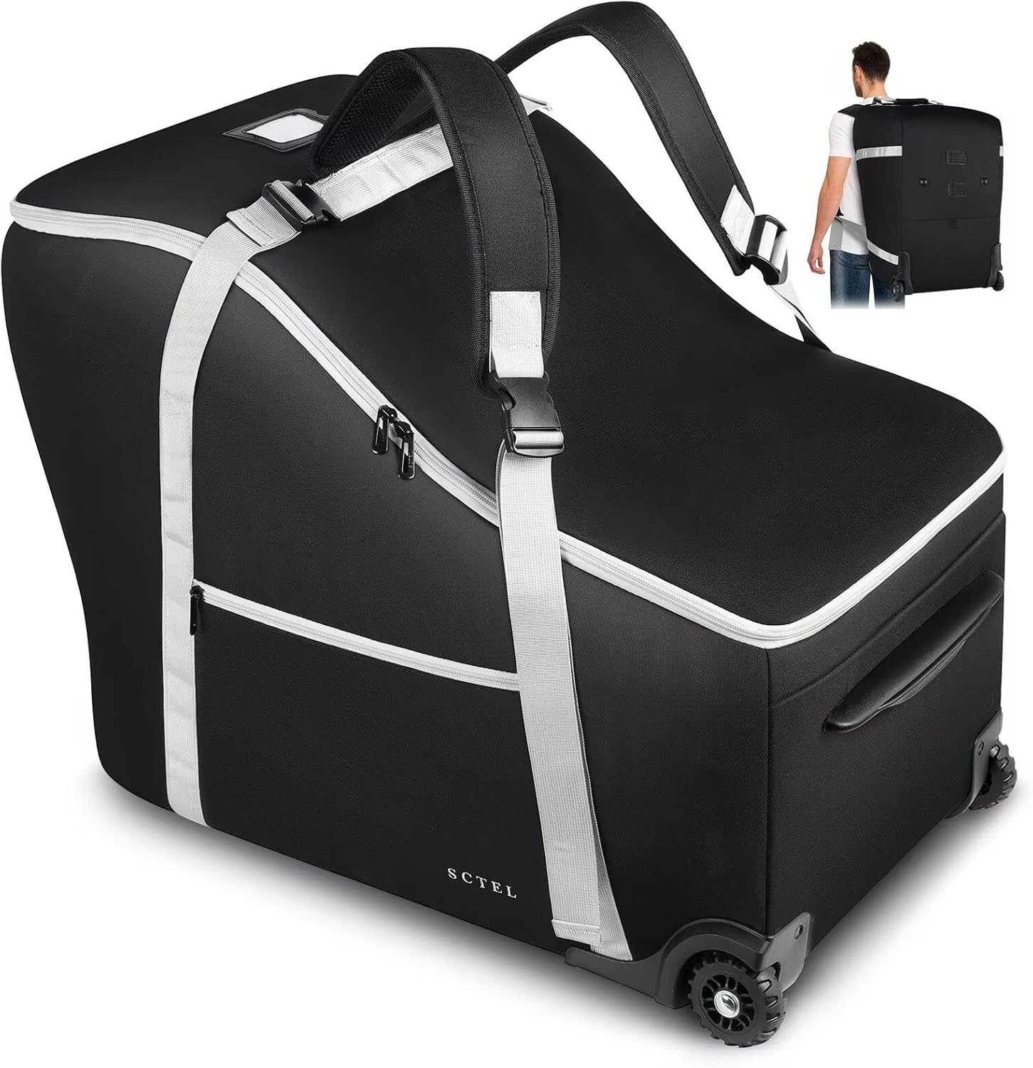 Mochila de viaje para asiento de automóvil infantil, para avión, se adapta al cochecito y base de asiento de automóvil Doona, funda acolchada para