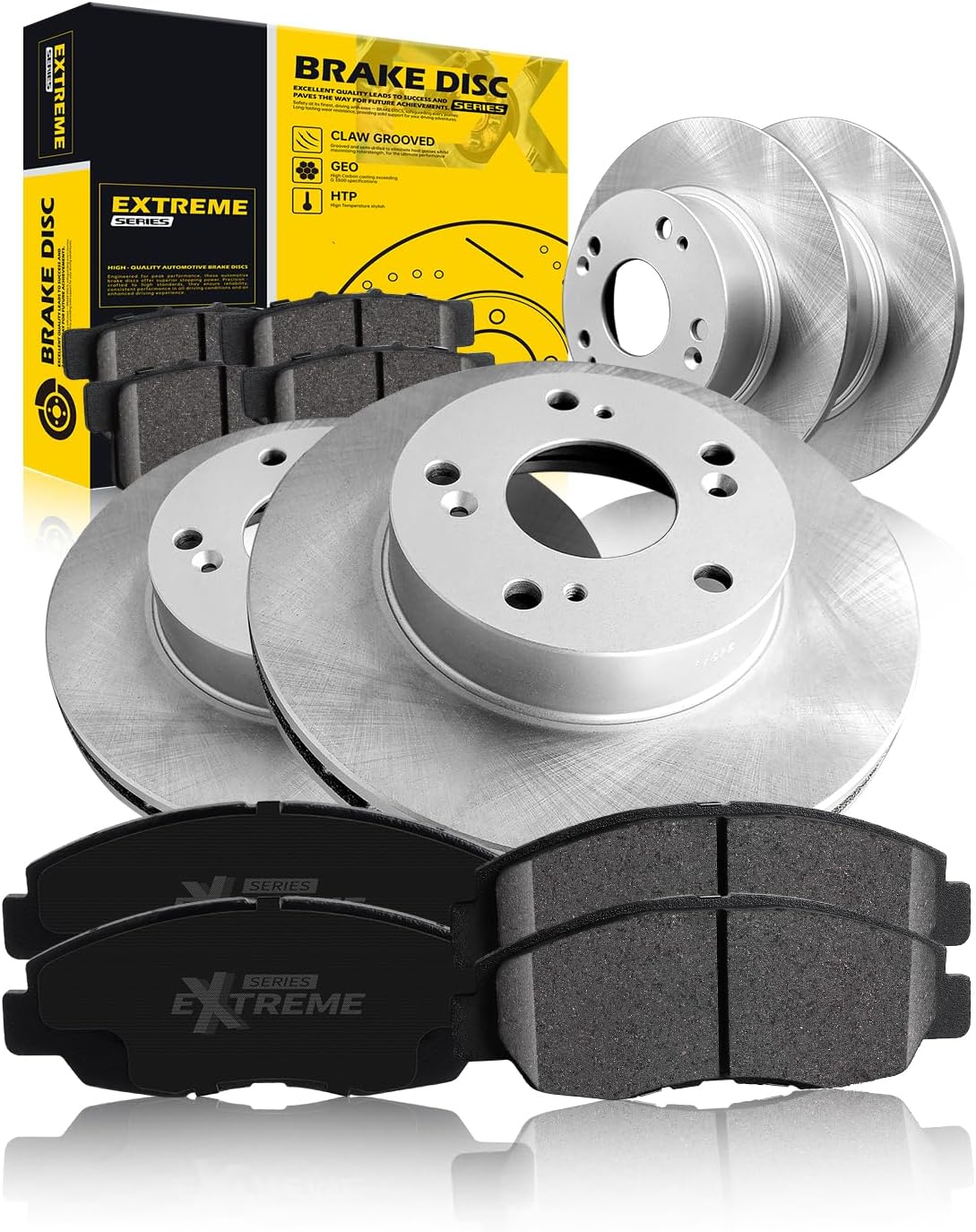 TOVASTY Front and Rear Brake Kit with Semi-Coated Rotors and Carbon Ceramic Pads