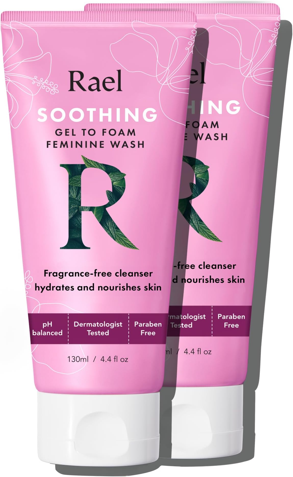 Rael Feminine Wash, Soothing Gel to Foam for Women, Intimate Care, Clean Ingredients (4.4 Fl Oz, Pack of 2)