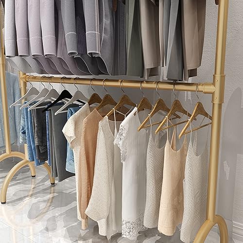 Miniatura 3 de Perchero colgante de metal dorado, perchero para colgar de 2 niveles, barra transversal ajustable en altura, perchero independiente para dormitorio