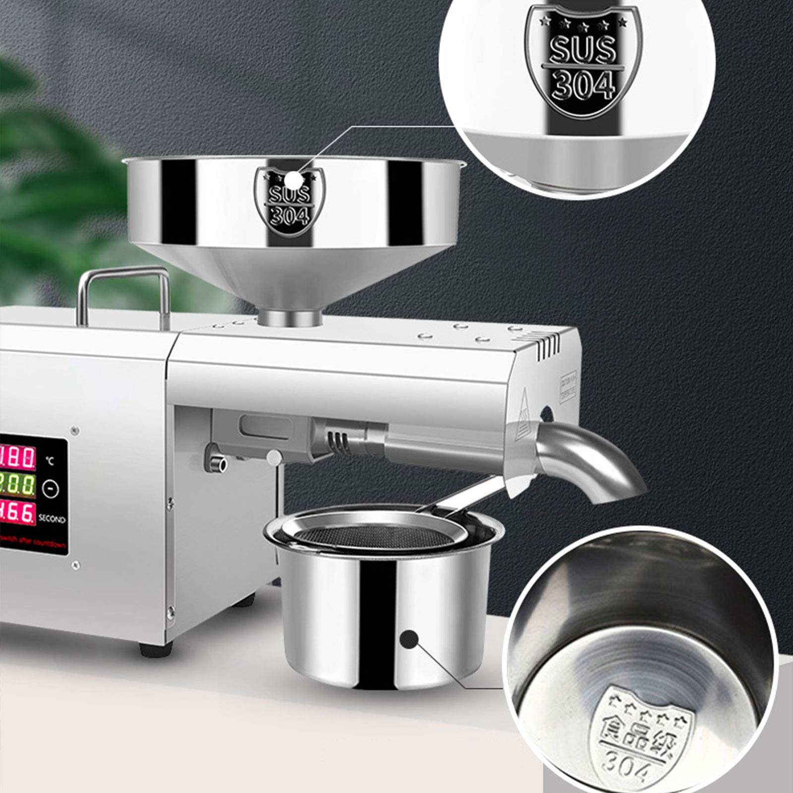 Prensa de Aceite Eléctrica, 610W Prensa Aceite, Máquina Automática Prensado Aceite Hogar Dos Modos Frío y En Caliente, Máquina de Prensar Eléctrica Equipado con Termostato