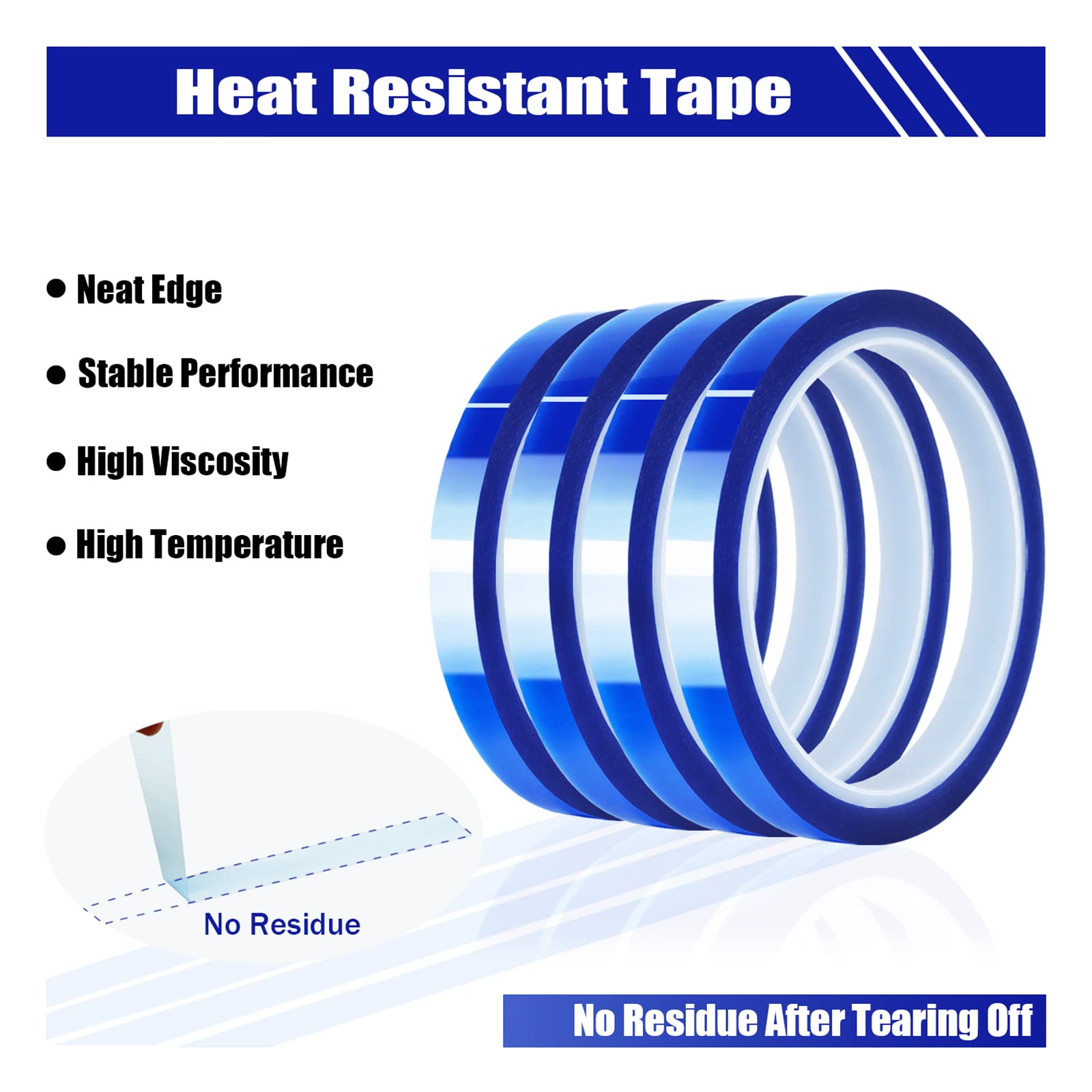 Buy 4 Rolls 10mm x33m(108ft) Blue Heat Tape High Temperature Heat
