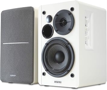 Edifier R1280T Active Bookshelf Speakers 2.0, Dual RCA Input, 42W RMS, 55Hz 20kHz, 4" Drivers, 0.5" Tweeters, Bass Reflect Port, with Wireless Remote, Wood Enclosure, White