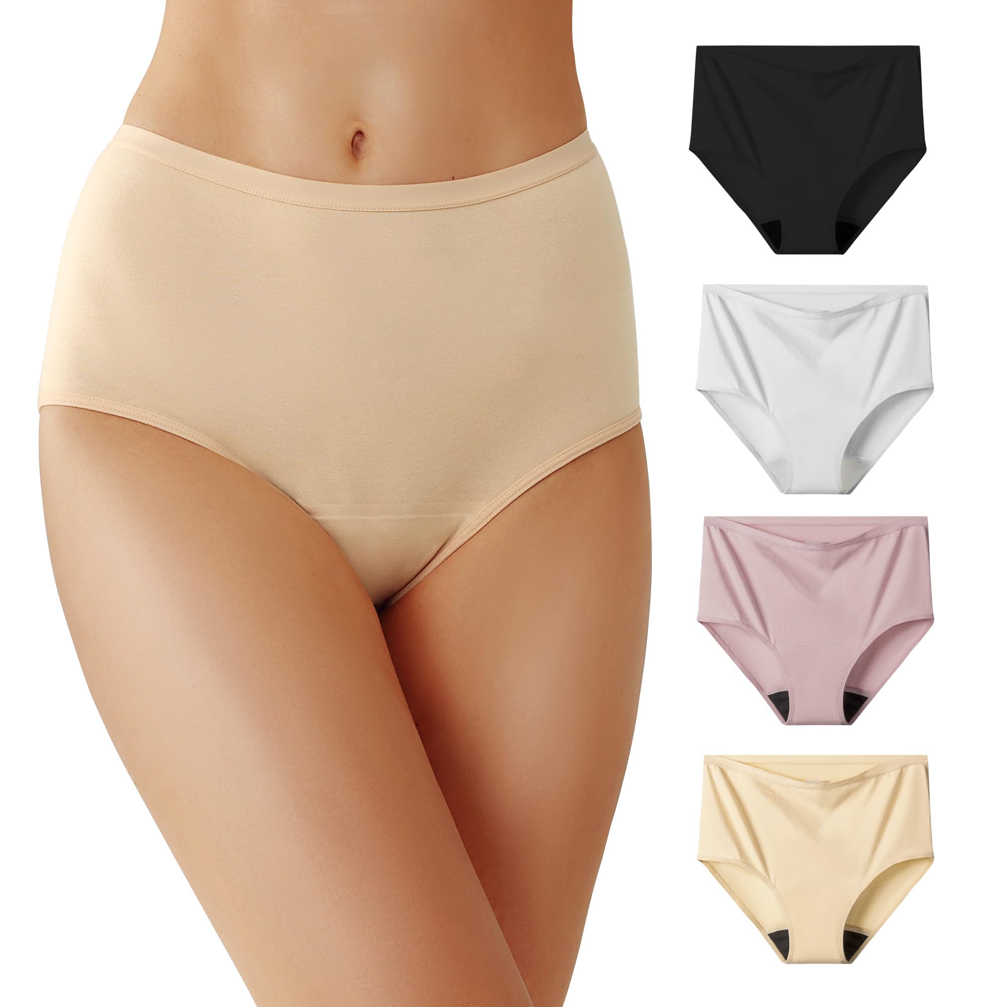 Battewa Cotton Incontinence Underwear for Women High Waisted Leak Proof Panties Bladder Leak Protective Briefs Adult Pee Proof Assurance Underwear (M