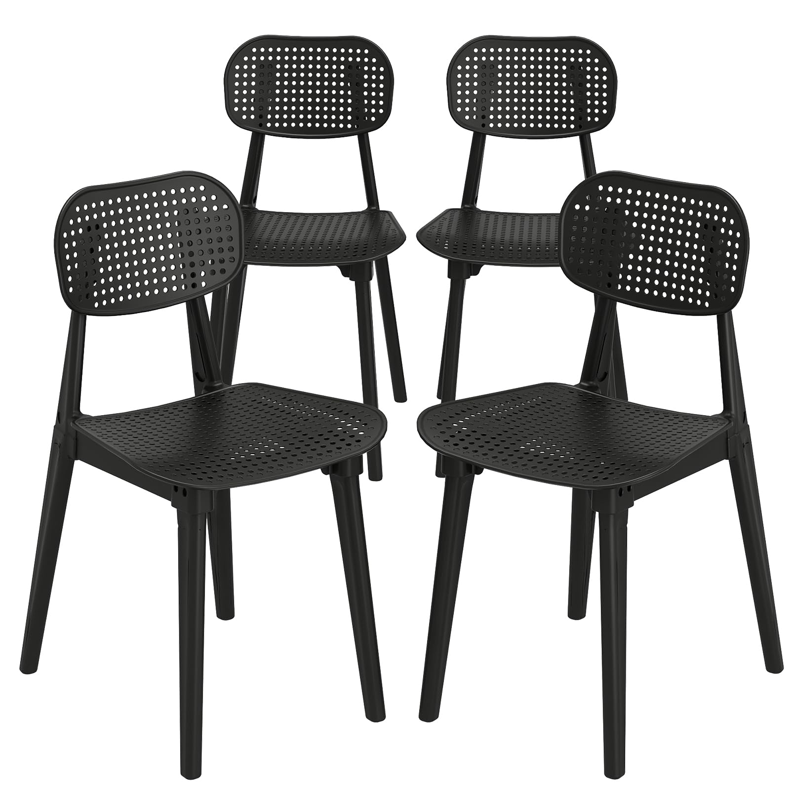Recaceik Dining Chair Set of 4, Modern 4-Piece Heavy-Duty Plastic Kitchen Chairs, Dining Room Chairs Set Side Chair for Home Office Indoor Outdoor