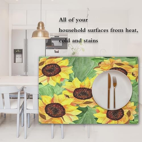 Miniatura 7 de Sunflowers Modern Style Placemats Set of 4 Table Mats Washable Placemat Waterproof Place Mats for Party Home Dining Table Decor 18x12 in