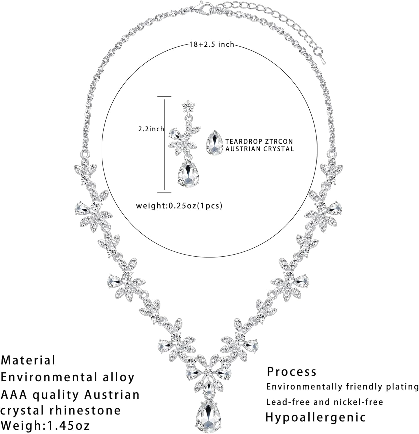 4 Pieces Silver Plated Clutch Purses Artificial Rhinestone Crystal Choker Necklace Teardrop Dangle Earrings Link Tennis Bracelet Jewelry Set Evening Bag Handbag Crossbody Envelope for Women - Image 7