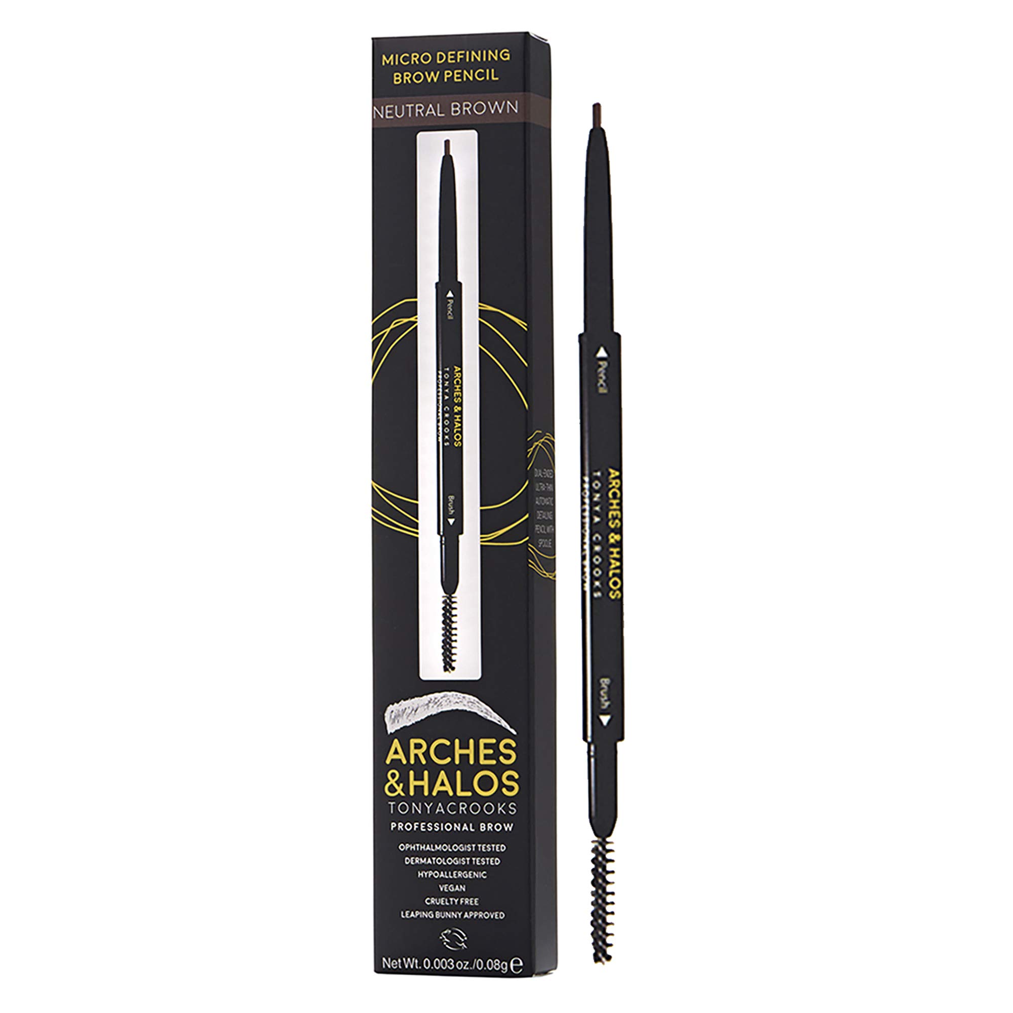 Arches And Halos Micro Defining Brow Pencil - Eyebrow Shaping For Full Thick Arches - Natural Finish Mimics Professional Shaping - Boost Eyebrows And Create A Perfect Shape - Neutral Brown - 0.003 Oz